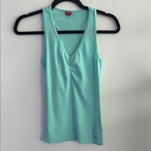 Guess Green Fitted Ruched Sleeveless Tank Top